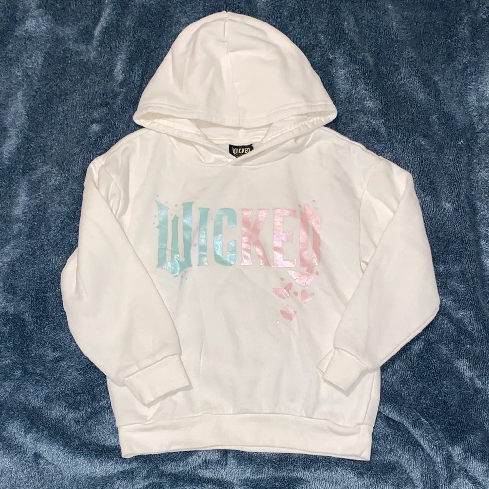 Wicked Kids White Hoodie with Pink and Blue Design